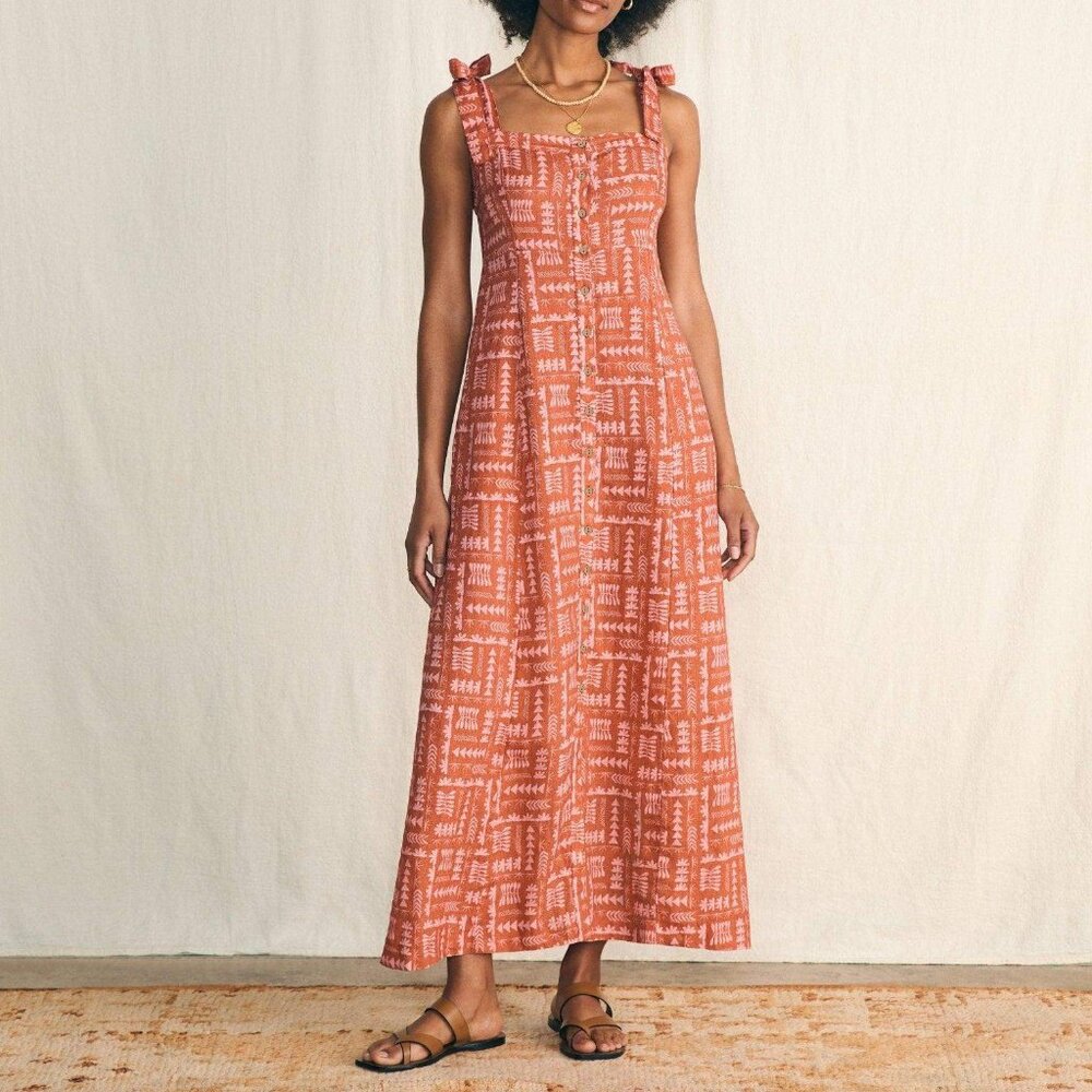 Faherty x Anna Kahalekulu "Kendall" Linen Maxi Sundress